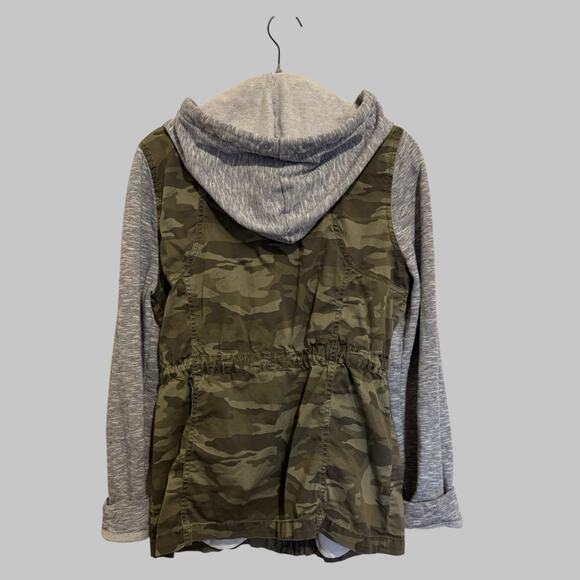 Mudd Y2K 90,s Grunge Utility Camo Military Hooded Full Zip Snap Fatigue Jacket M - Picture 2 of 7